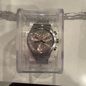 Swatch Metallic Silver Chronograph Watch